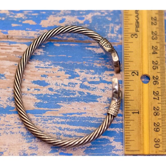 7 inch, Vintage Mermaid Tail Abstract Silver Tone Cuff Bracelet - L30 - Picture 3 of 3